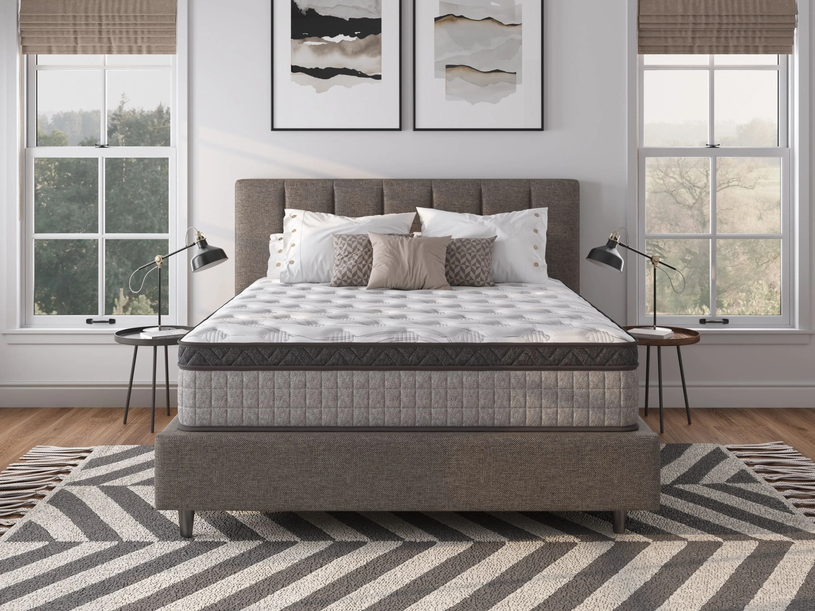 12" Diamond Innerspring Hybrid And Cooling Gel Memory Foam Mattress, High Quality, Pressure Relief, And Motion Isolation by Couch.com
