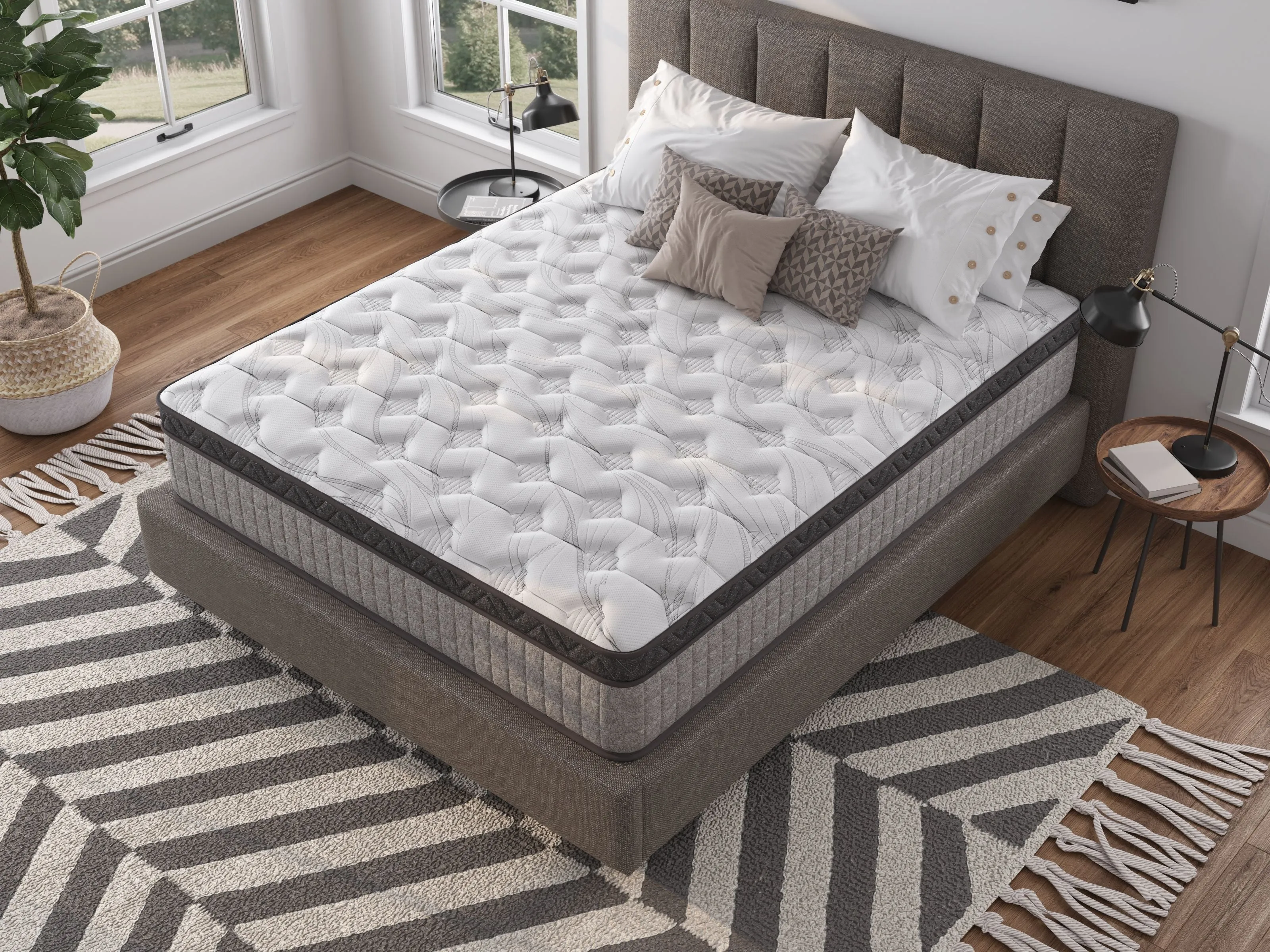 12" Diamond Innerspring Hybrid And Cooling Gel Memory Foam Mattress, High Quality, Pressure Relief, And Motion Isolation by Couch.com