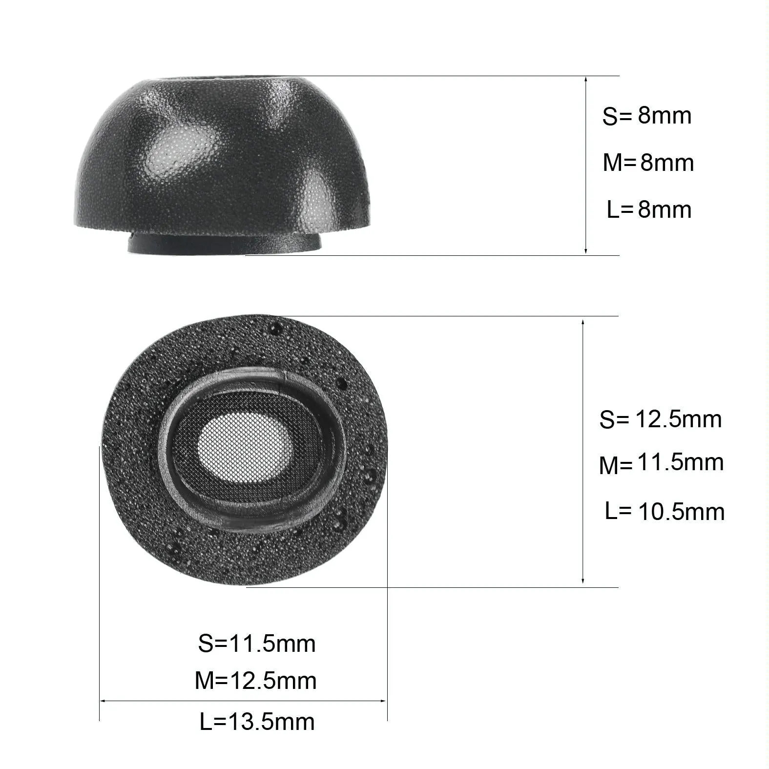 2-Pack Memory Foam Ear Caps For Tws Airpods Pro - Black Medium