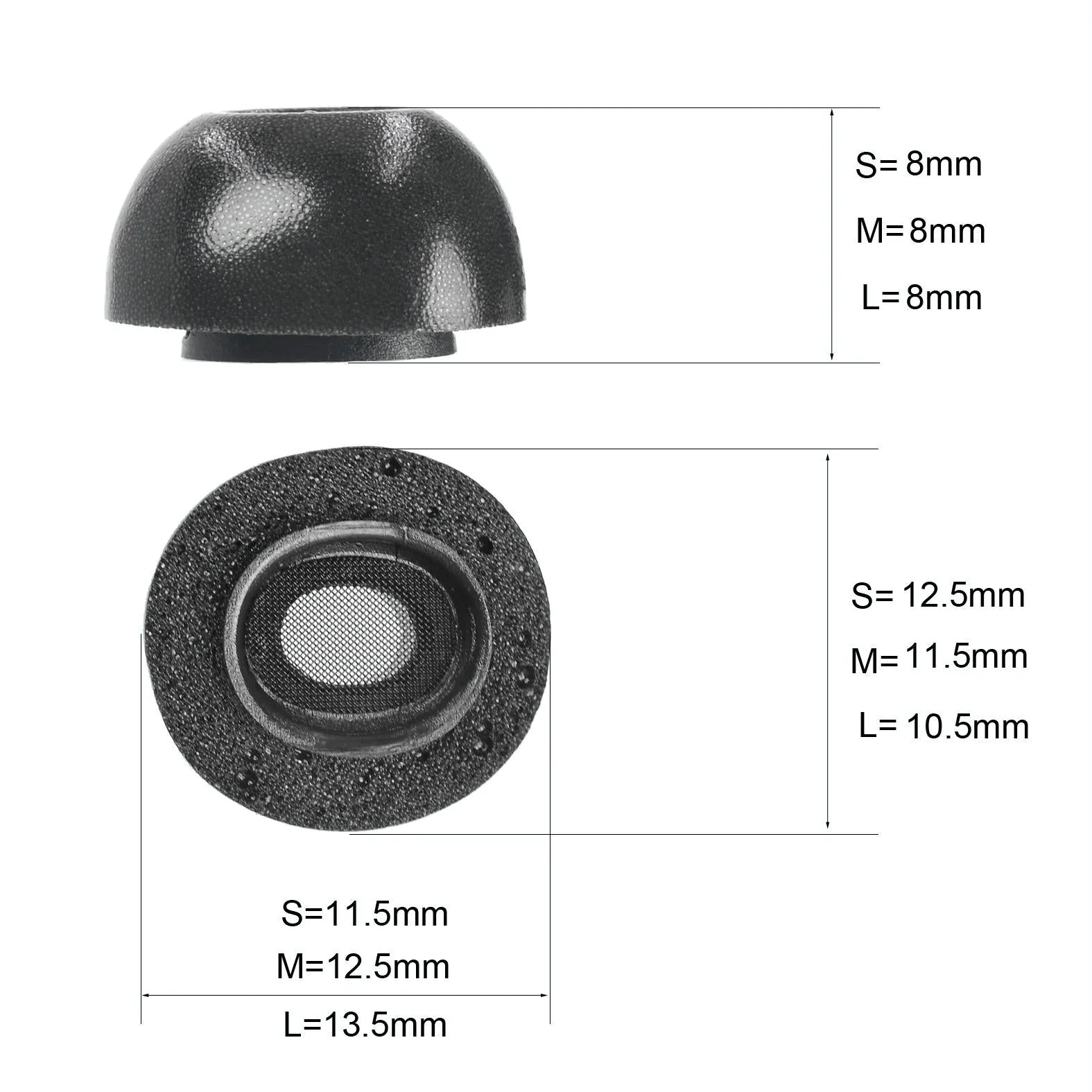 2-Pack Memory Foam Ear Caps For Tws Airpods Pro - Medium Gray