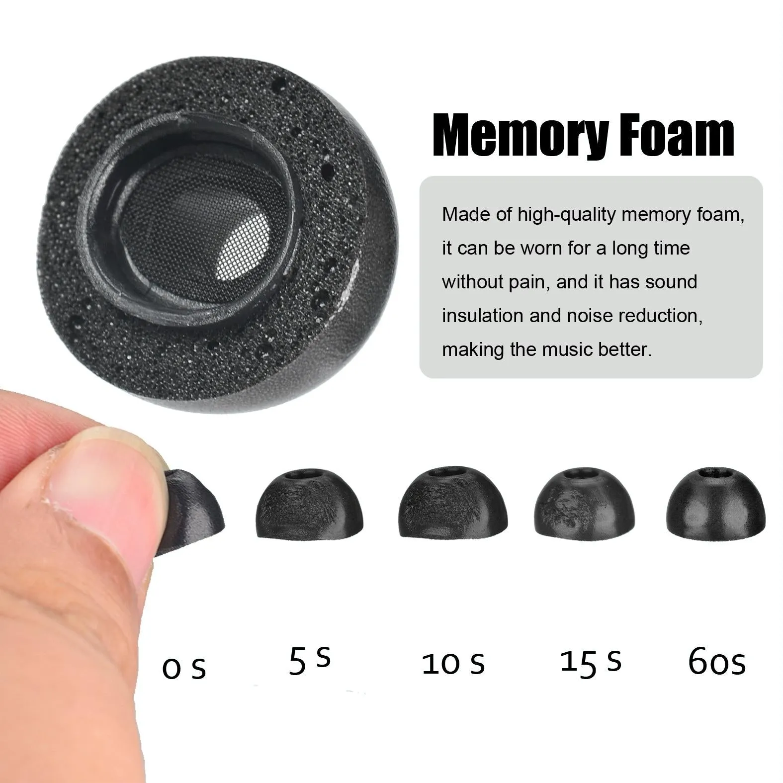 2-Pack Memory Foam Ear Caps For Tws Airpods Pro - Medium Gray