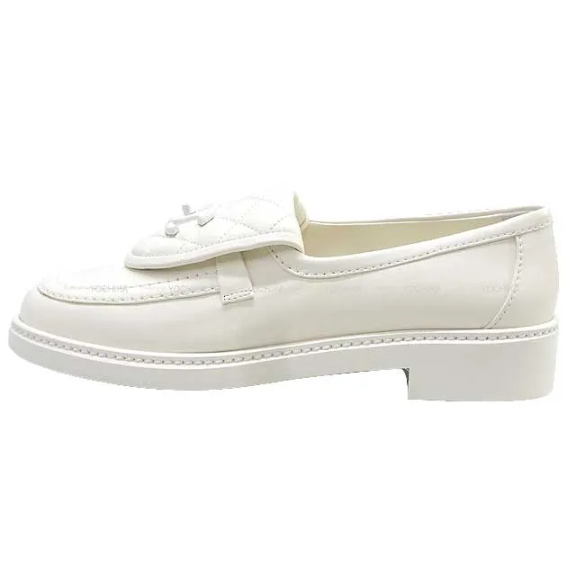 2024 Cruise NEW CHANEL loafers Matelasse COCO Mark Blanc (White) Lambskin #38 G45474[BRAND NEW][Authentic]