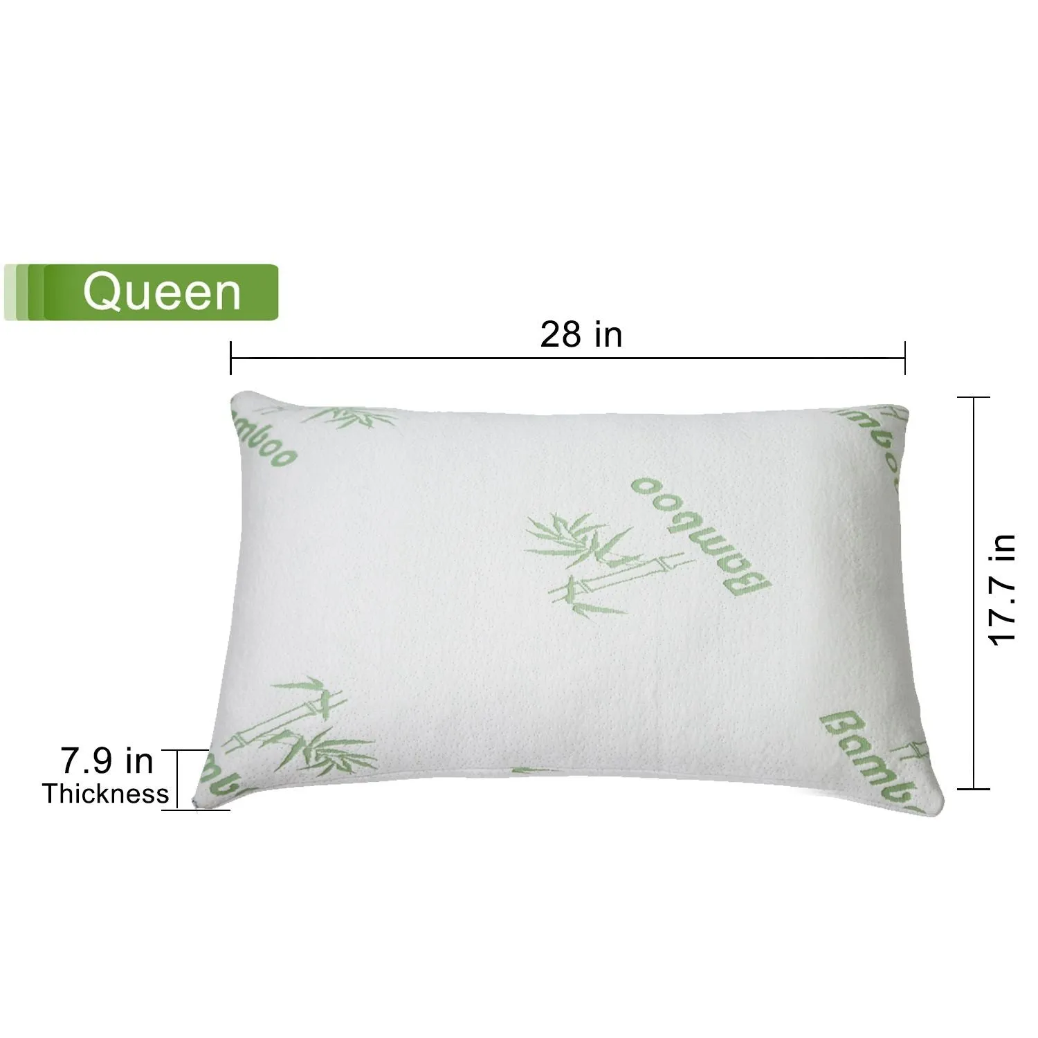 2Pcs Bamboo Memory Foam Pillow Hypoallergenic Bed Pillow For Head Neck Rest Sleeping Shredded Pillow Washable Cover Queen Size Pillow