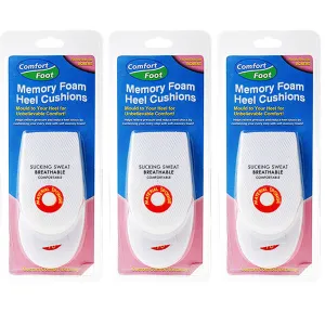 3 Pair Memory Foam Heel Cushion Instant Comfort Remedy Fits Any Shoe Size Womens
