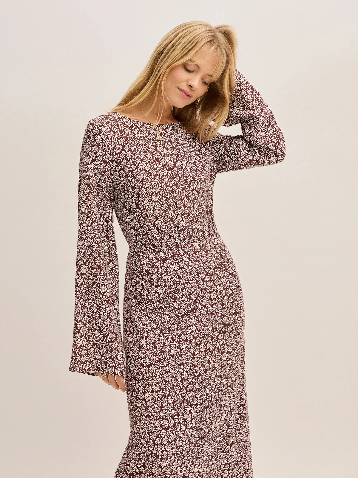 Adaline Aubergine Daisy Print Dress