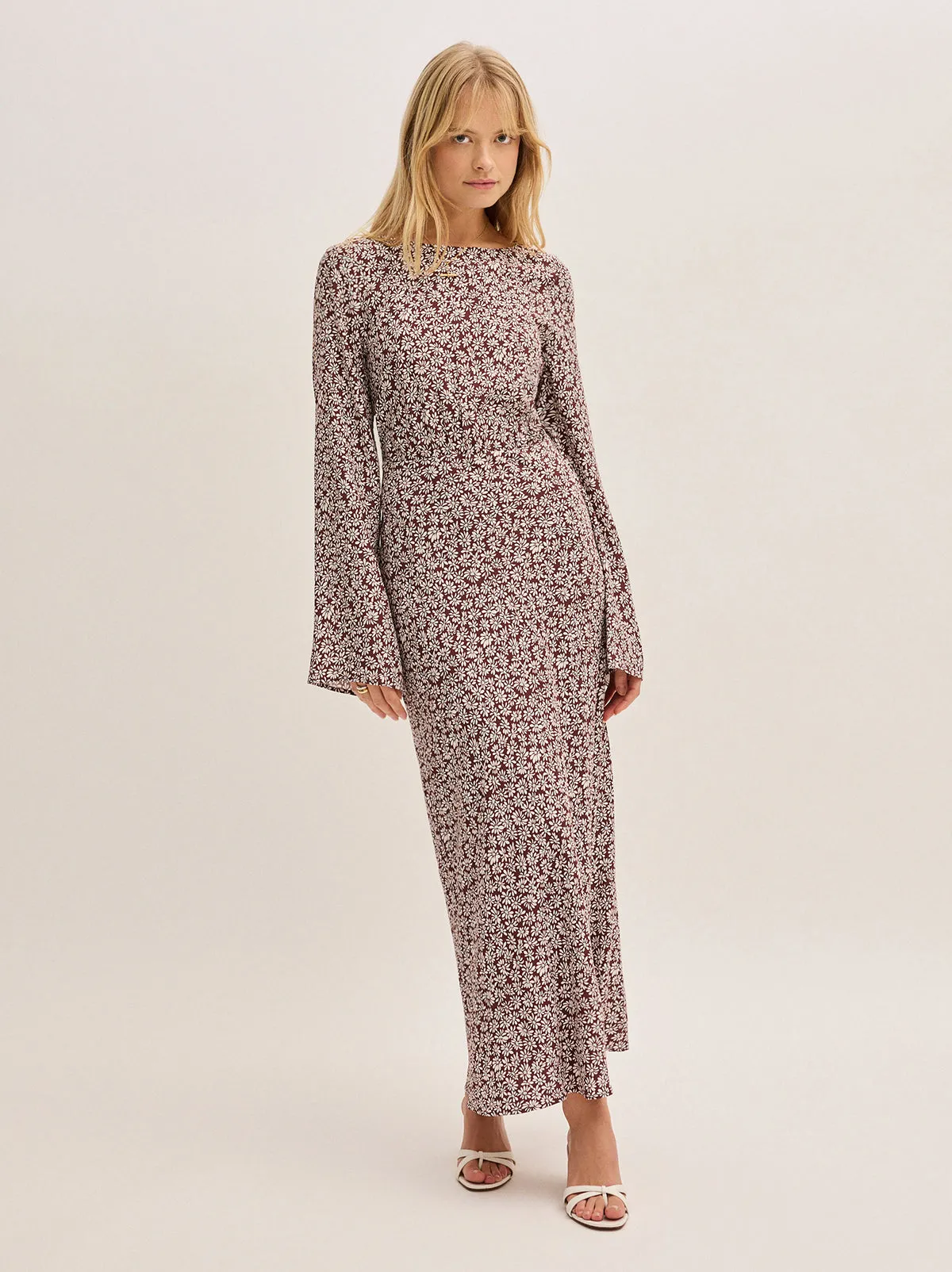 Adaline Aubergine Daisy Print Dress