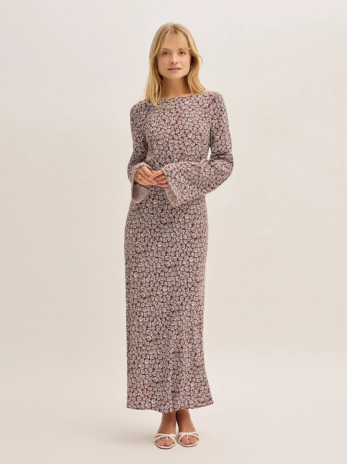 Adaline Aubergine Daisy Print Dress