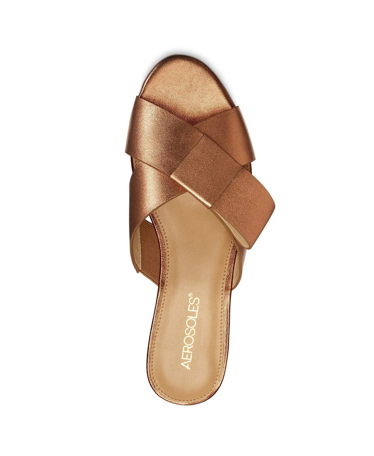 Aerosoles Women's Orbit Sandal Copper Leather Slip On Mule Slide