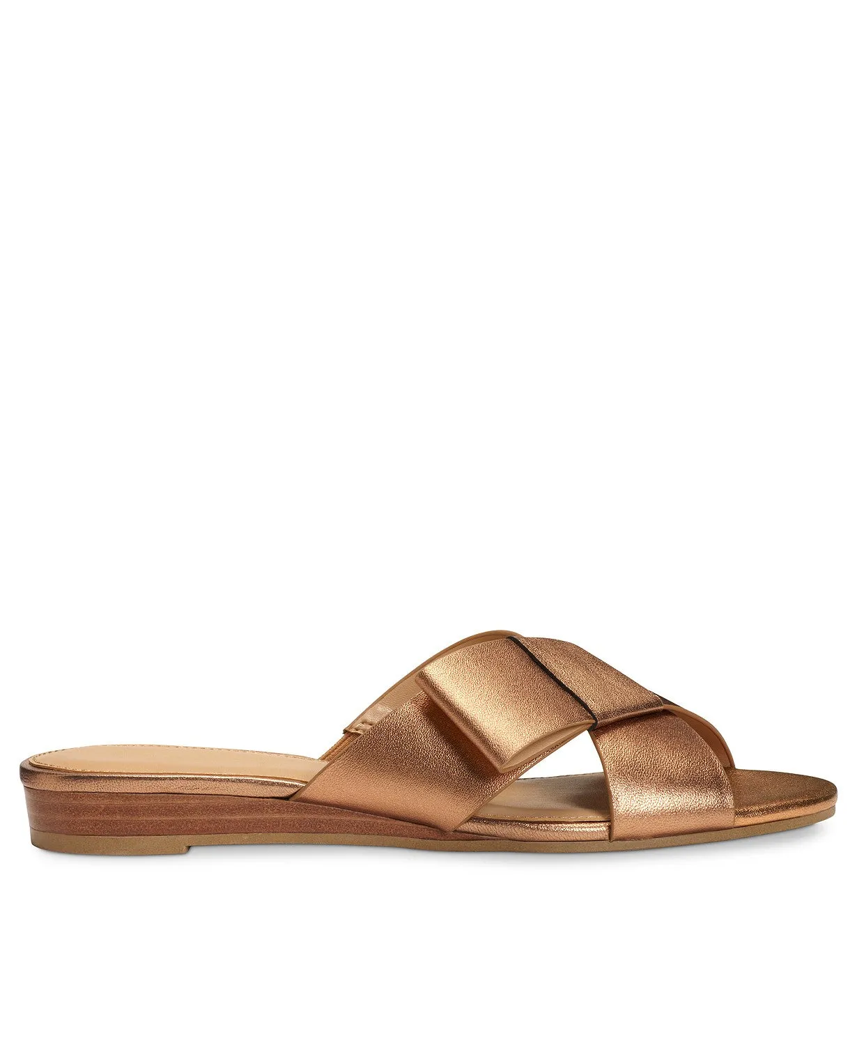 Aerosoles Women's Orbit Sandal Copper Leather Slip On Mule Slide