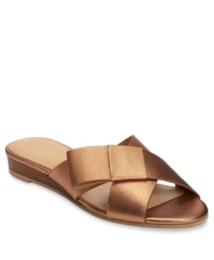 Aerosoles Women's Orbit Sandal Copper Leather Slip On Mule Slide