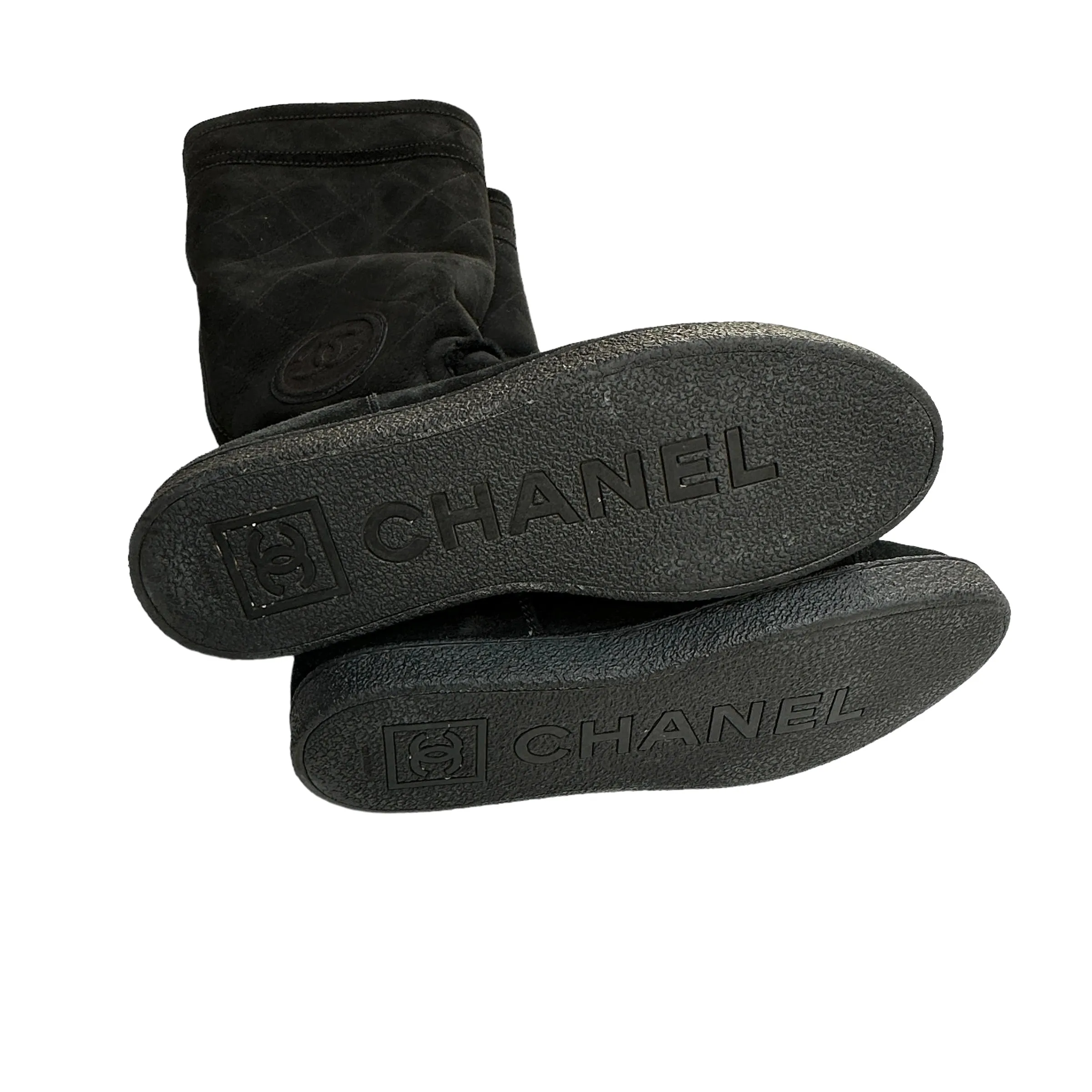 Black Suede Boots  w/Fur Lining - 10.5