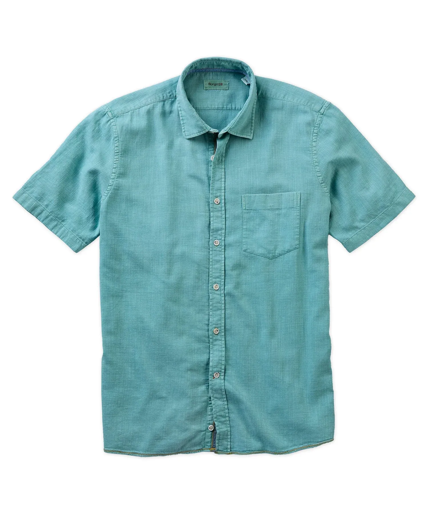 Borgo28 Aqua Green Garment Dyed Shortsleeve Button Up Shirt