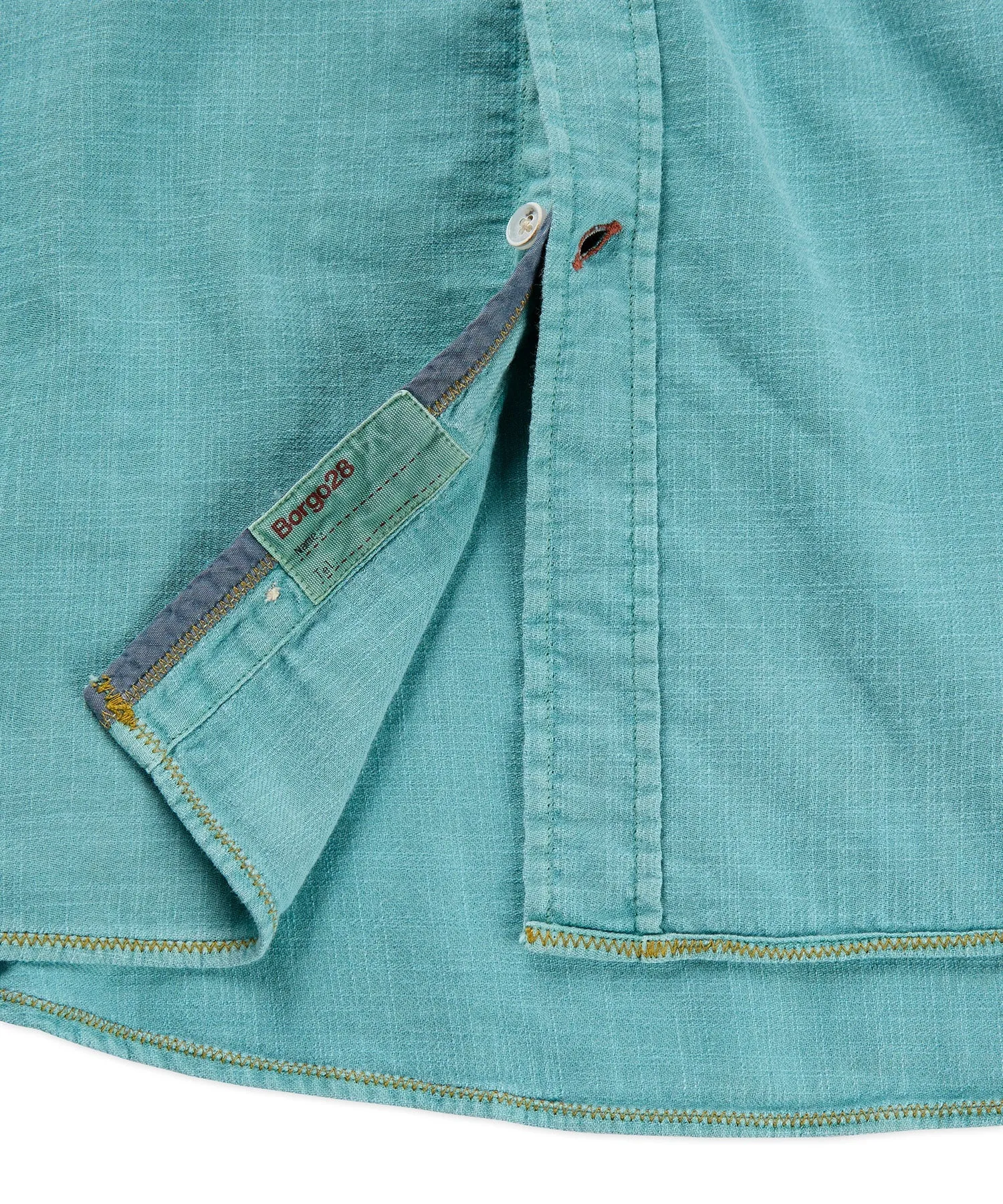 Borgo28 Aqua Green Garment Dyed Shortsleeve Button Up Shirt