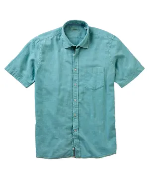 Borgo28 Aqua Green Garment Dyed Shortsleeve Button Up Shirt