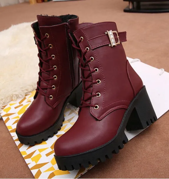 British Winter Thicken Diamond Martin Boots