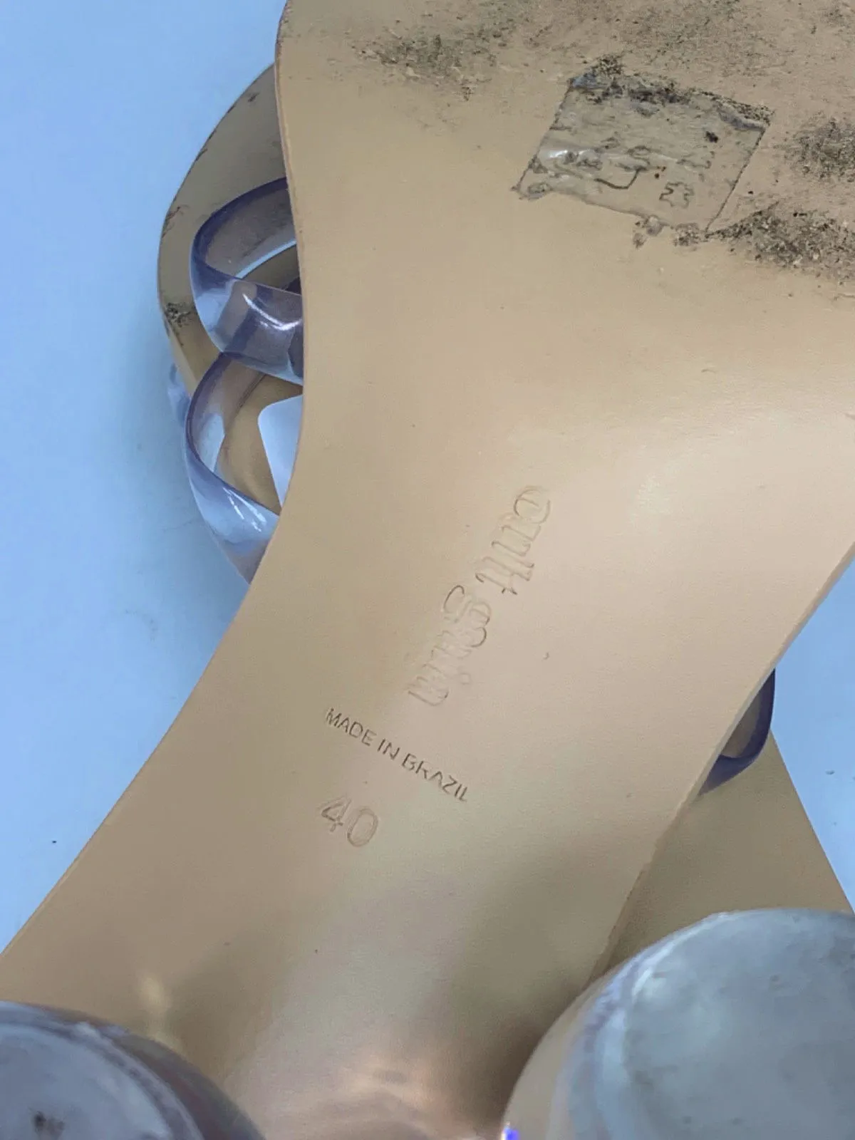 Cult Gaia Clear Transparent Mule Sandals with Glass Heel UK 6.5