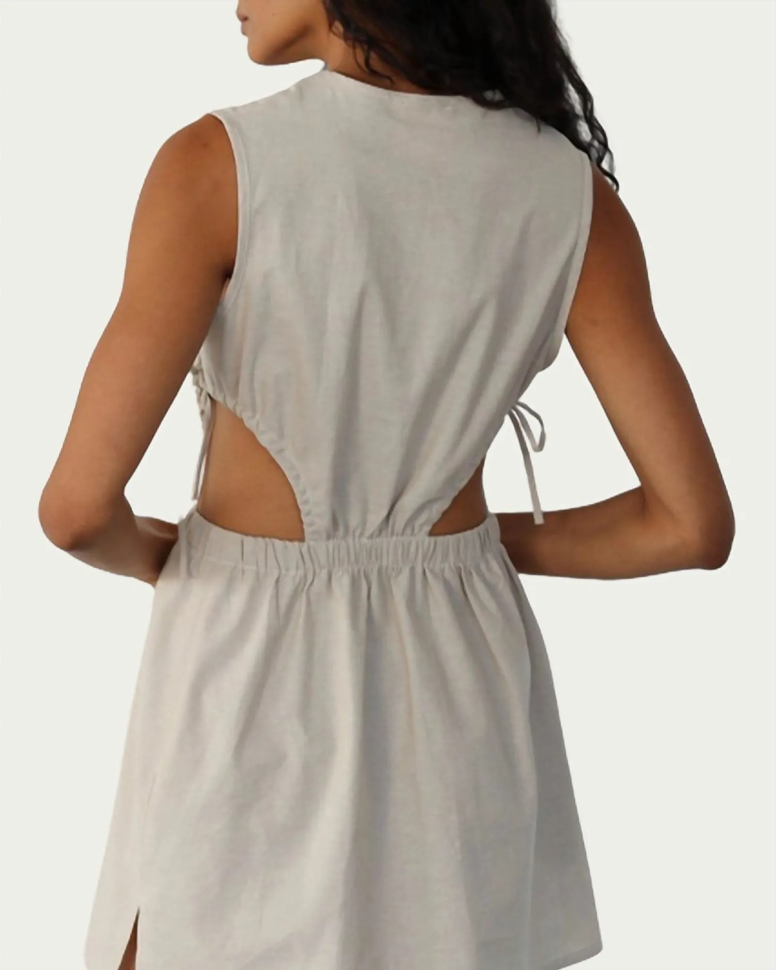 Cutout Cotton-Twill Mini Dress in Beige | Beige