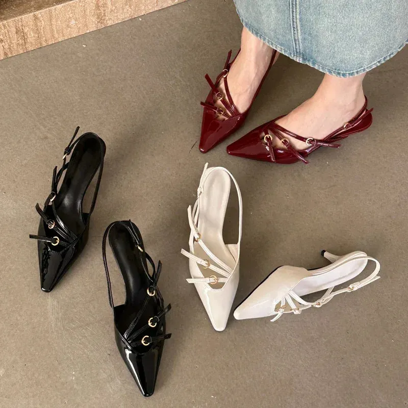 Eilyken Designer Narrow Band Buckle Strap Thin Heels