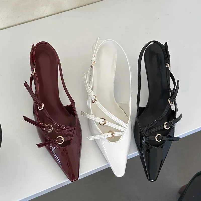Eilyken Designer Narrow Band Buckle Strap Thin Heels