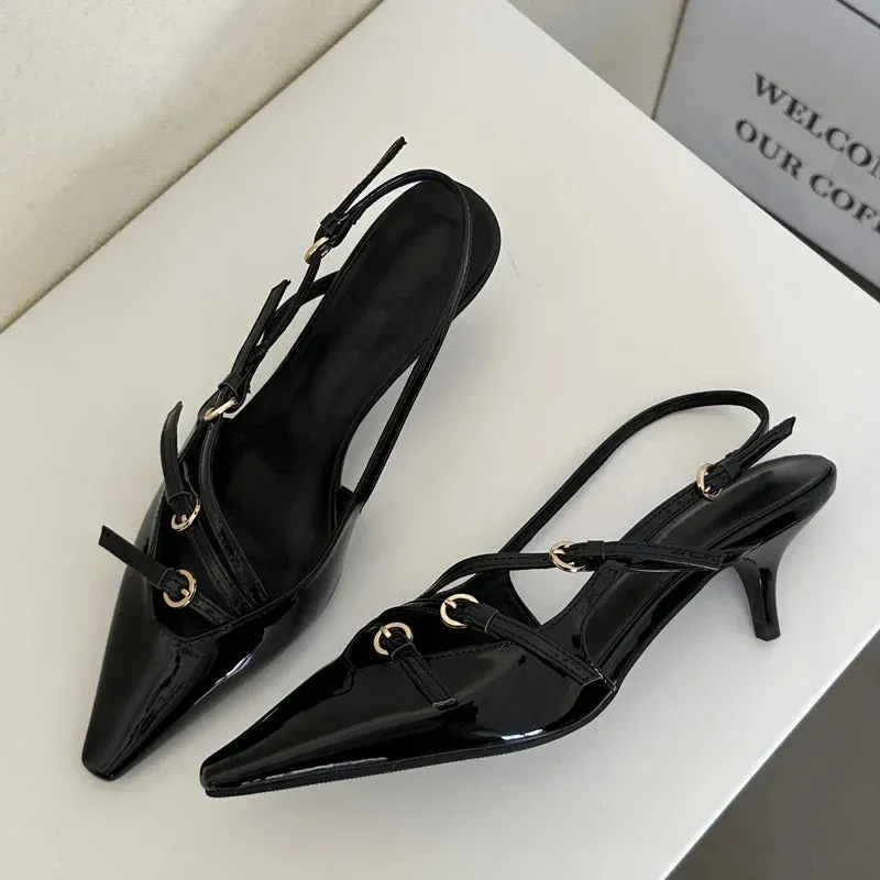Eilyken Designer Narrow Band Buckle Strap Thin Heels