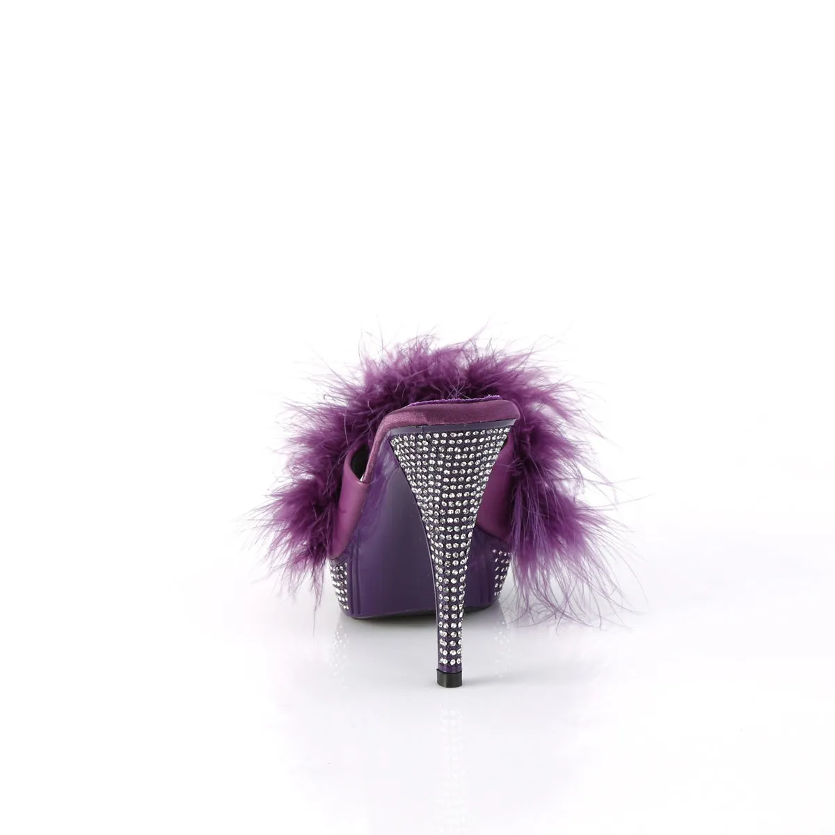 ELEGANT-401F Purple Marabou Bling Platform Bedroom Shoes