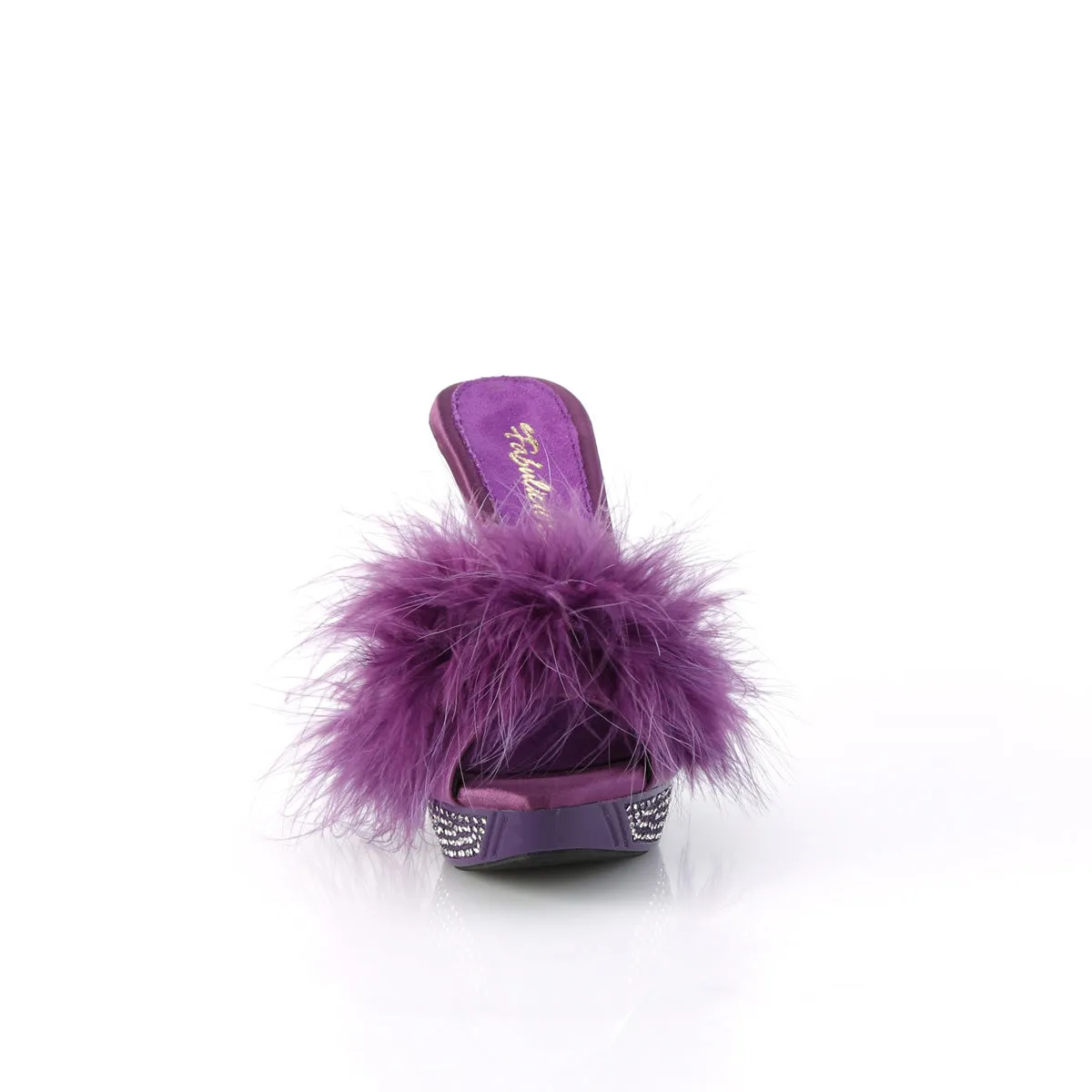 ELEGANT-401F Purple Marabou Bling Platform Bedroom Shoes