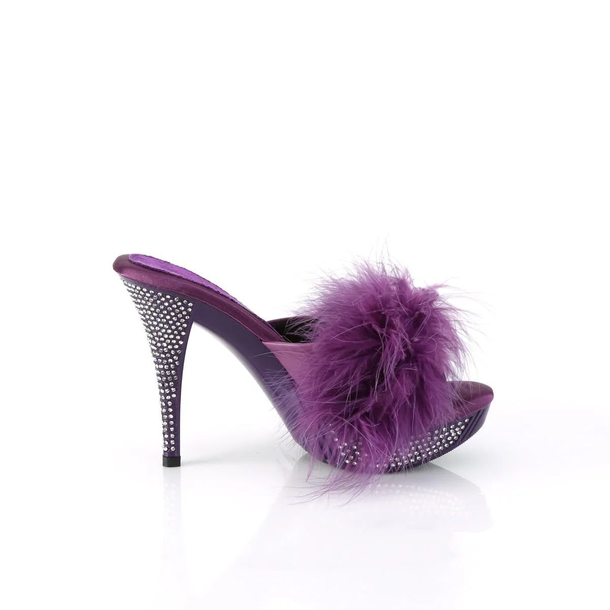 ELEGANT-401F Purple Marabou Bling Platform Bedroom Shoes