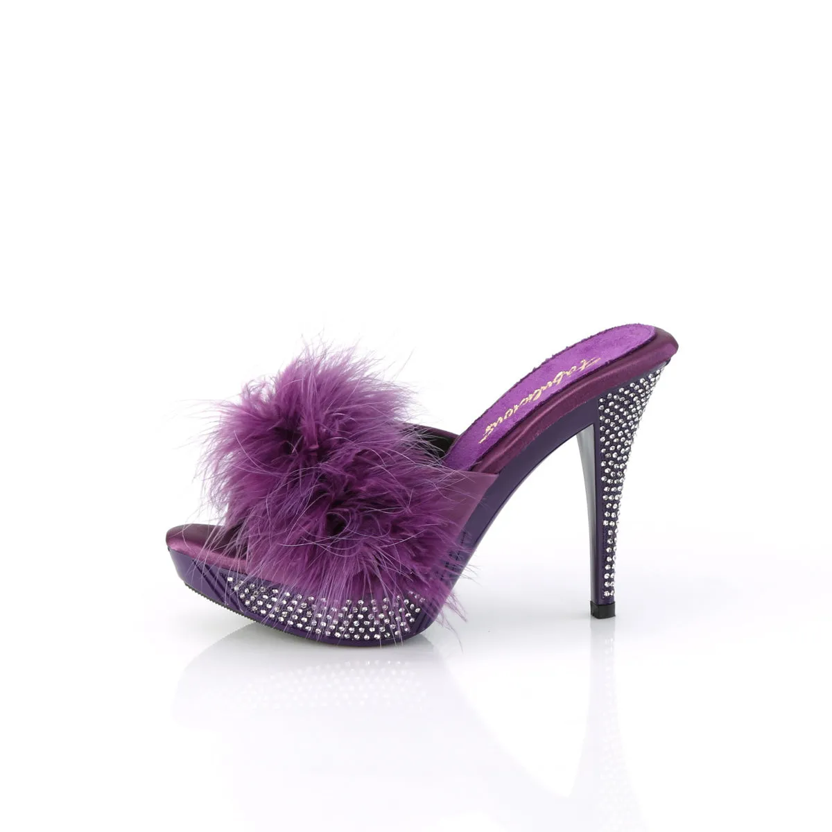 ELEGANT-401F Purple Marabou Bling Platform Bedroom Shoes