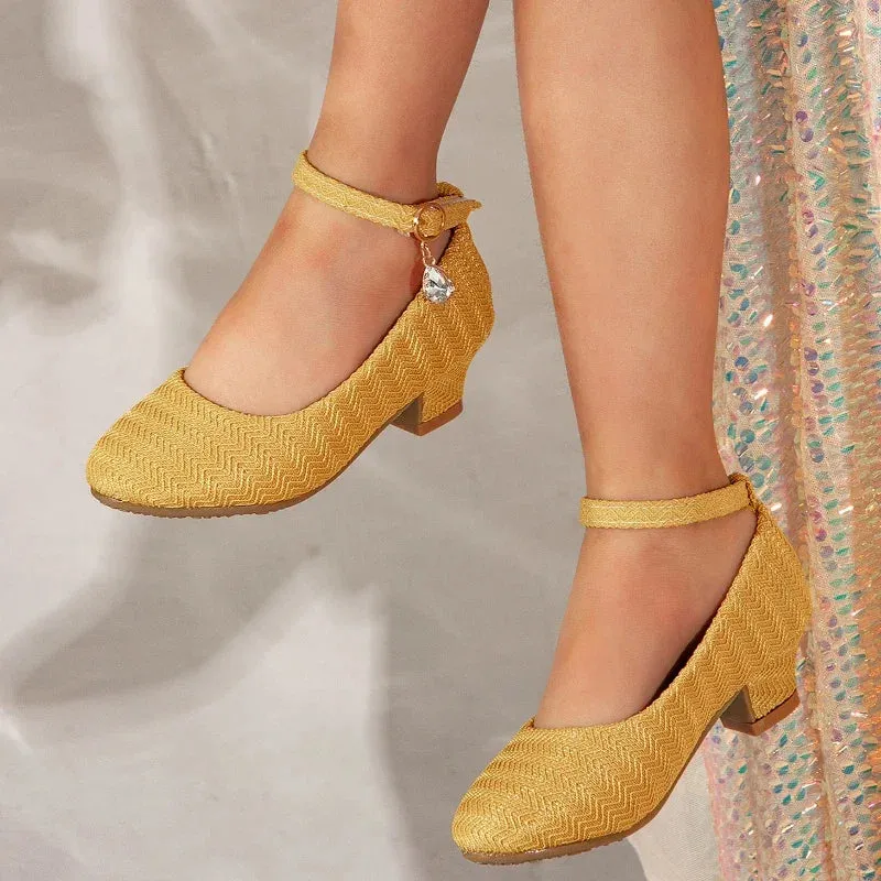 Elegant Ankle-strap Girls High Heels for Wedding Party