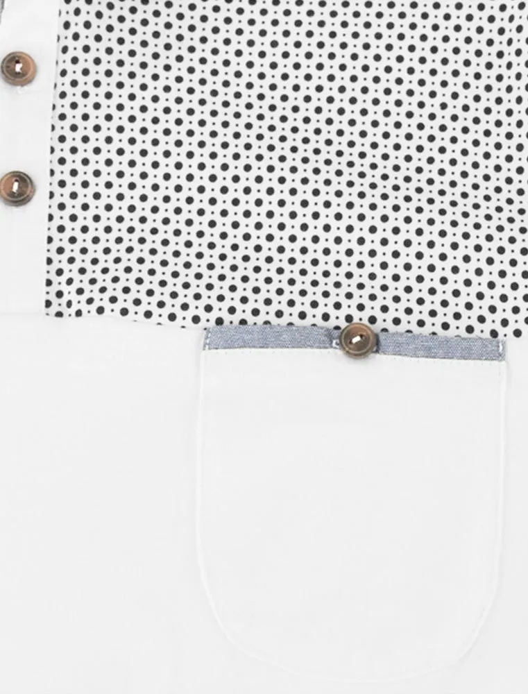 Evian Spot Print Polo Shirt in White