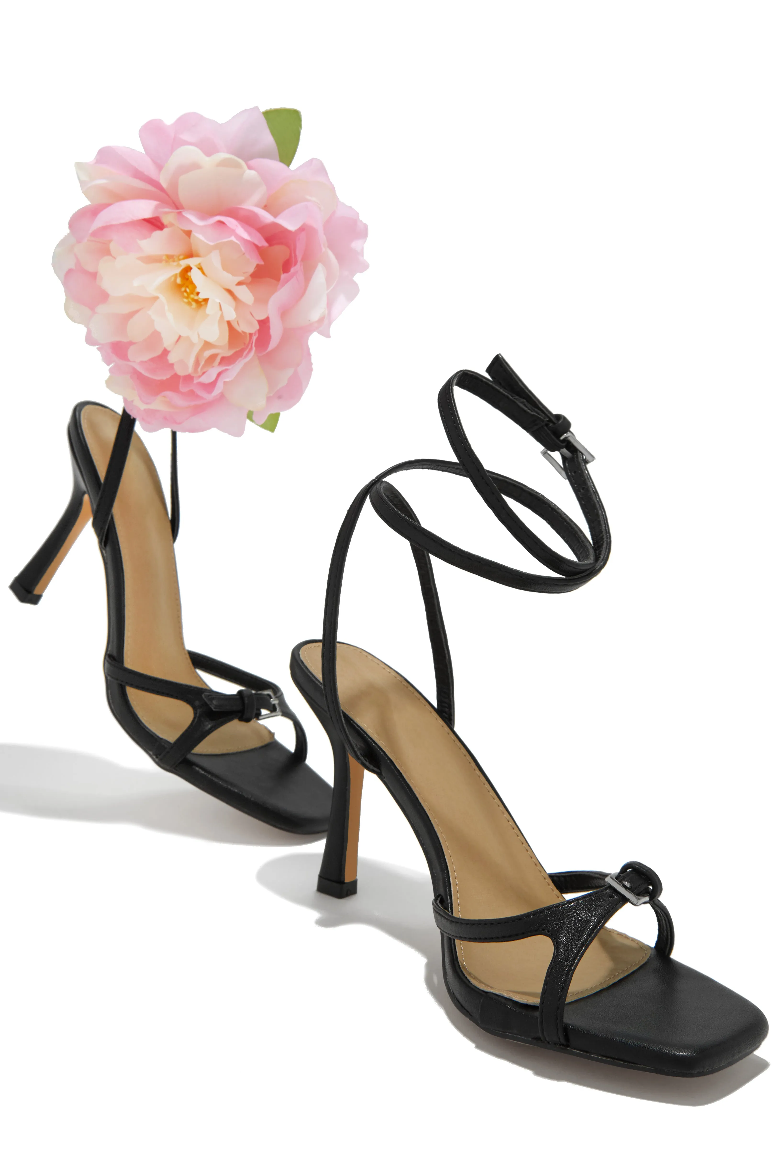 Fiore Flower Accent Heels - Black