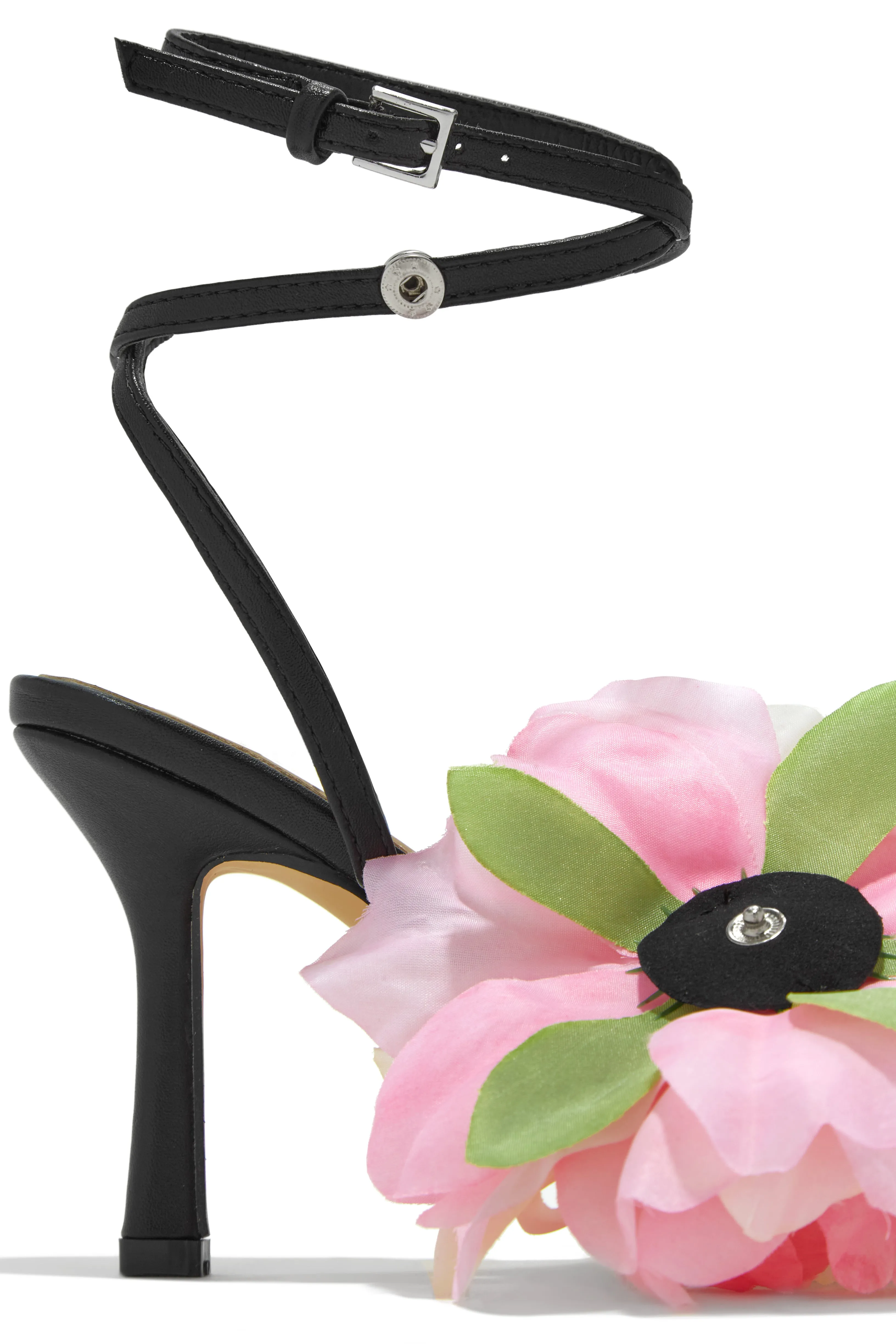 Fiore Flower Accent Heels - Black