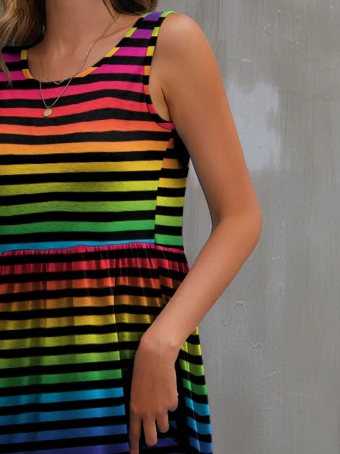 Floral Sleeveless Summer Dress – Available in White and Stripe Patterns