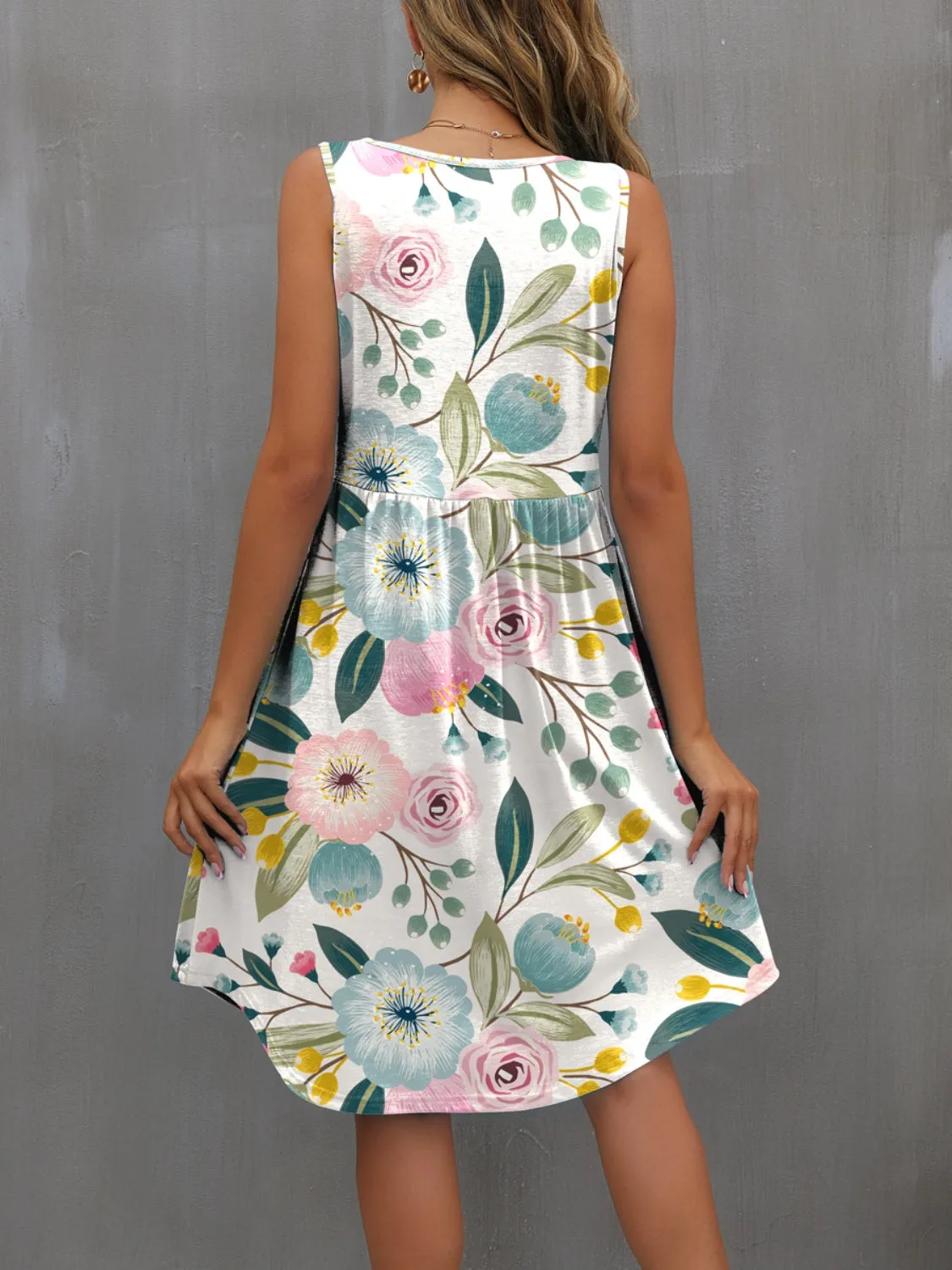 Floral Sleeveless Summer Dress – Available in White and Stripe Patterns