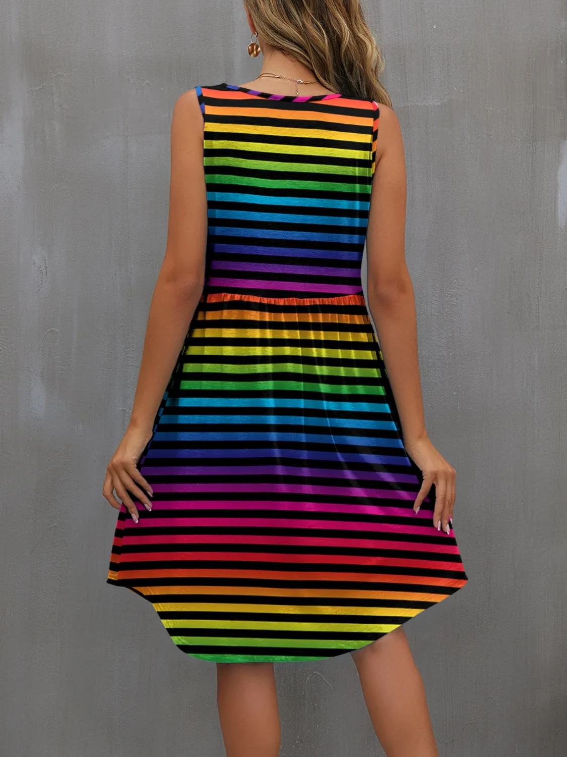Floral Sleeveless Summer Dress – Available in White and Stripe Patterns