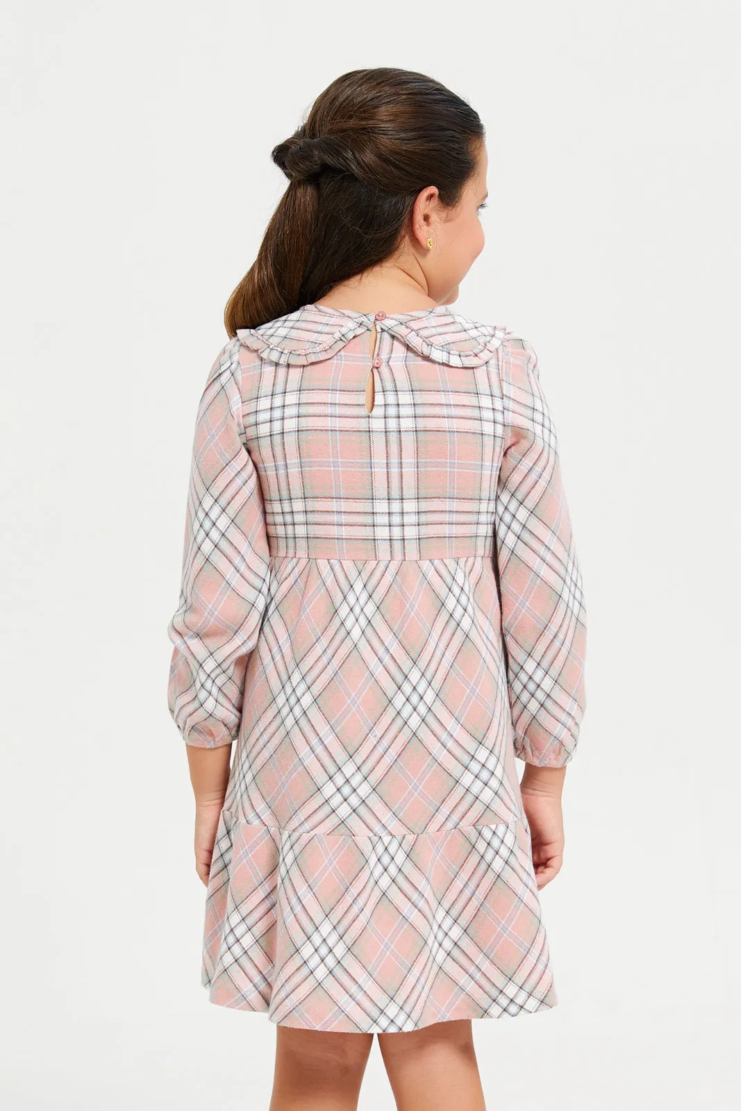 Girls Pink Checkered Dress