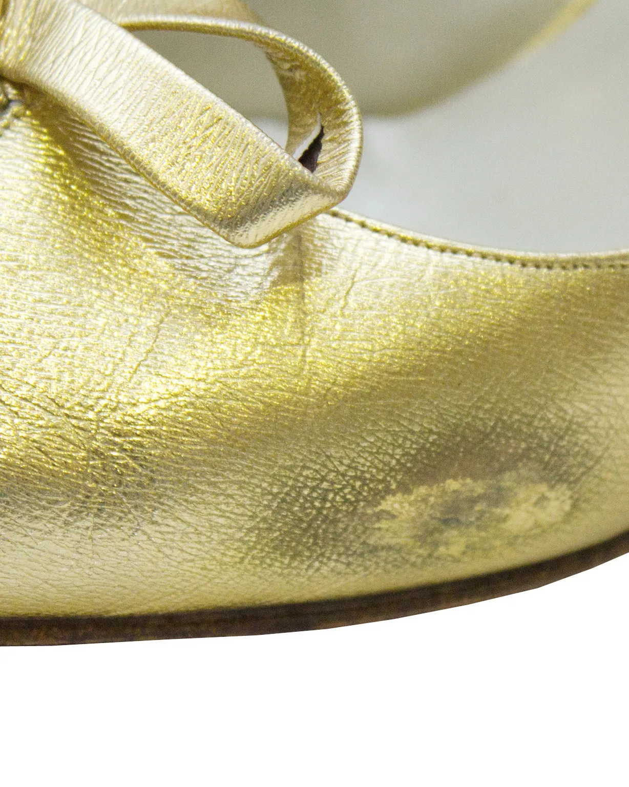 Gold Leather Slingbacks