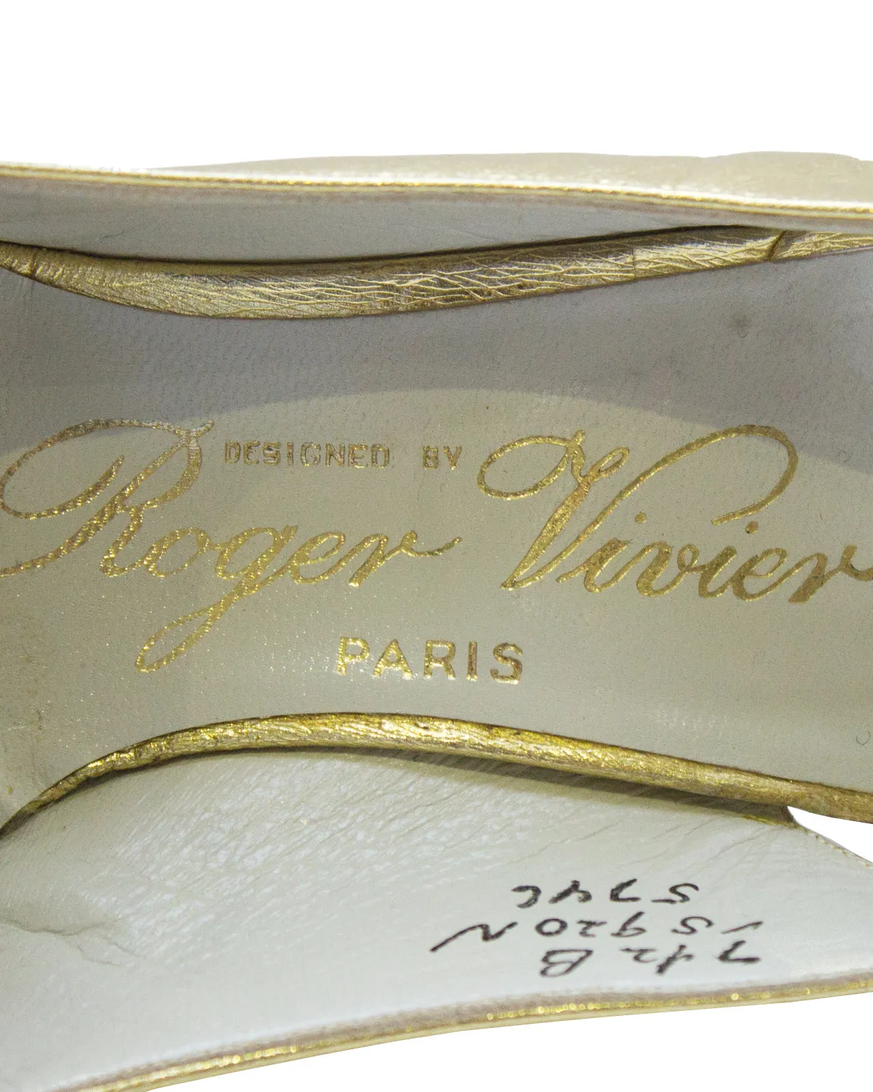 Gold Leather Slingbacks