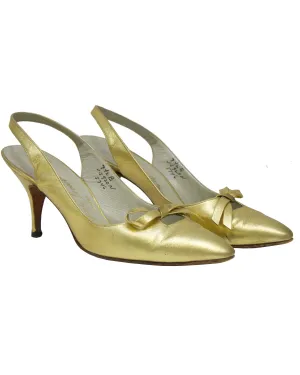 Gold Leather Slingbacks