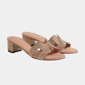 Hermes Oasis Sandals Nude With Rhinestones