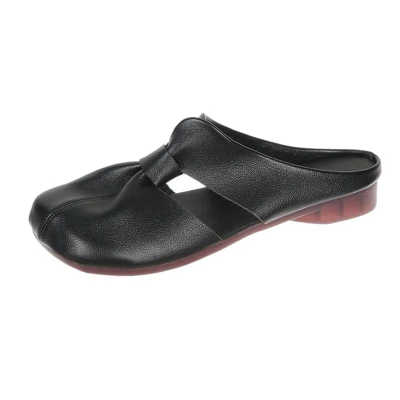 Hot Sale 49% OffPlus-size Cut-Out Design Flat Mules