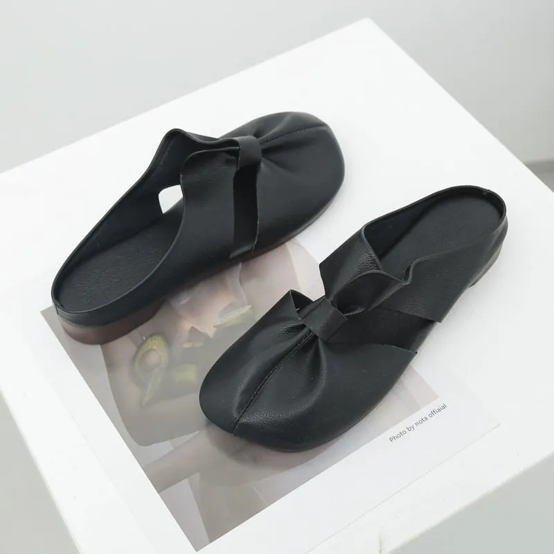 Hot Sale 49% OffPlus-size Cut-Out Design Flat Mules
