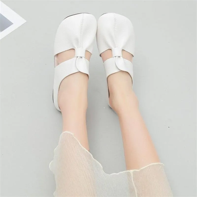 Hot Sale 49% OffPlus-size Cut-Out Design Flat Mules