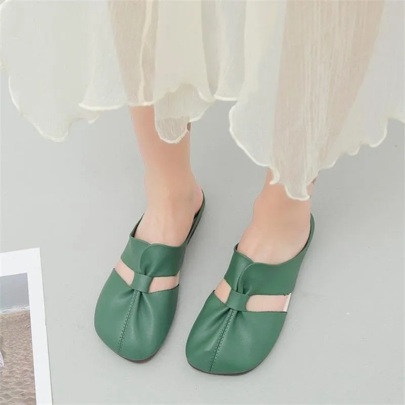 Hot Sale 49% OffPlus-size Cut-Out Design Flat Mules