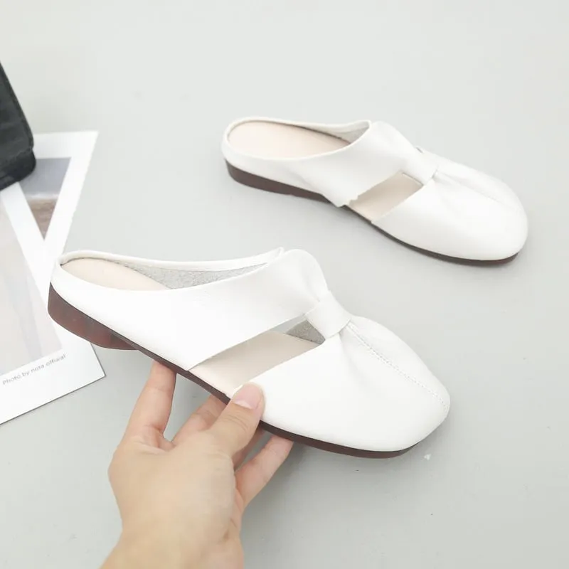Hot Sale 49% OffPlus-size Cut-Out Design Flat Mules