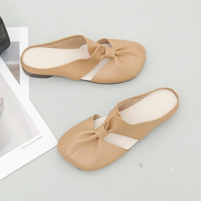Hot Sale 49% OffPlus-size Cut-Out Design Flat Mules