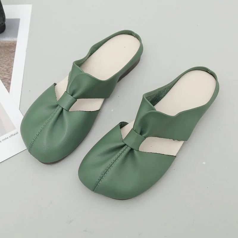 Hot Sale 49% OffPlus-size Cut-Out Design Flat Mules