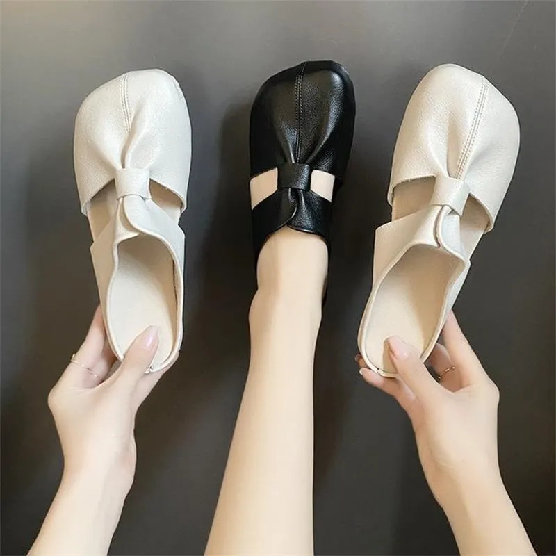 Hot Sale 49% OffPlus-size Cut-Out Design Flat Mules