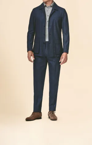 Loro Piana JERSELY Indigo Jersey Stretch Wool, Silk & Linen Twill