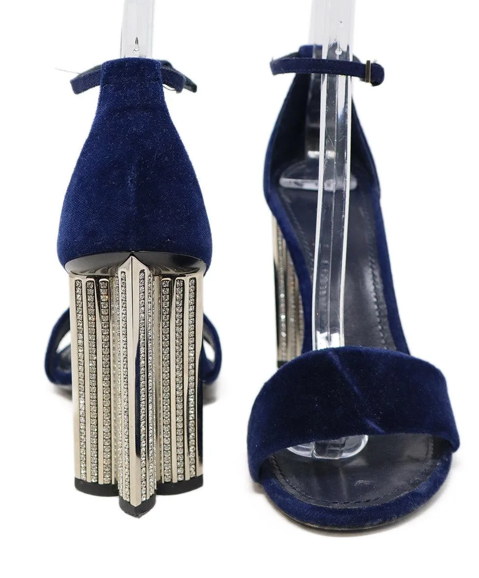 Louis Vuitton Navy Velvet Rhinestone Heels sz 9